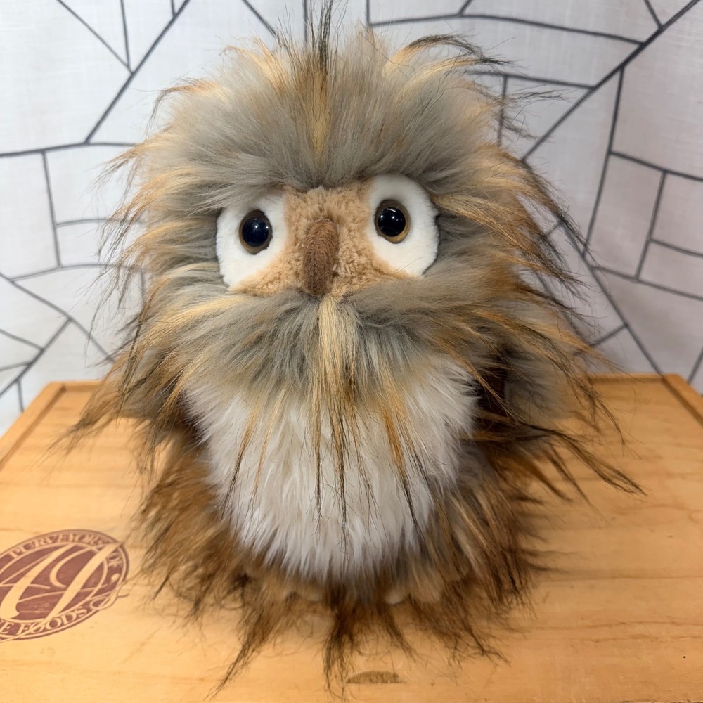 Douglas Owl Plush 10 Inch Brown Tan Shaggy Faux Fur Cuddle Toy Bird